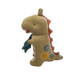 Itzy Ritzy Link & Love Dinosaur Plush w/ Teether  Green Striped Belly 8" Dino